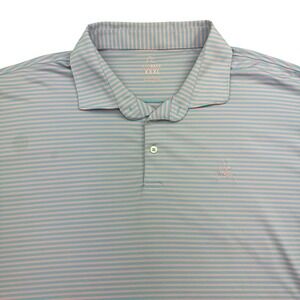 Rhoback Polo Shirt Mens 3XL Blue Pink Stripe Golf Performance Stretch Top Casual